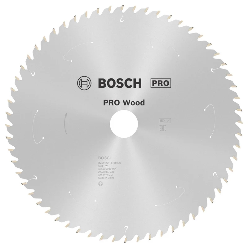 Bosch CIRKELZAAGBLAD WOOD 254X30X2.2/1.6X60T