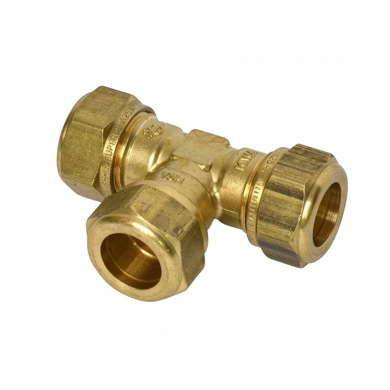 Bonfix® brass T-piece 90º, 3x compression, 15 mm