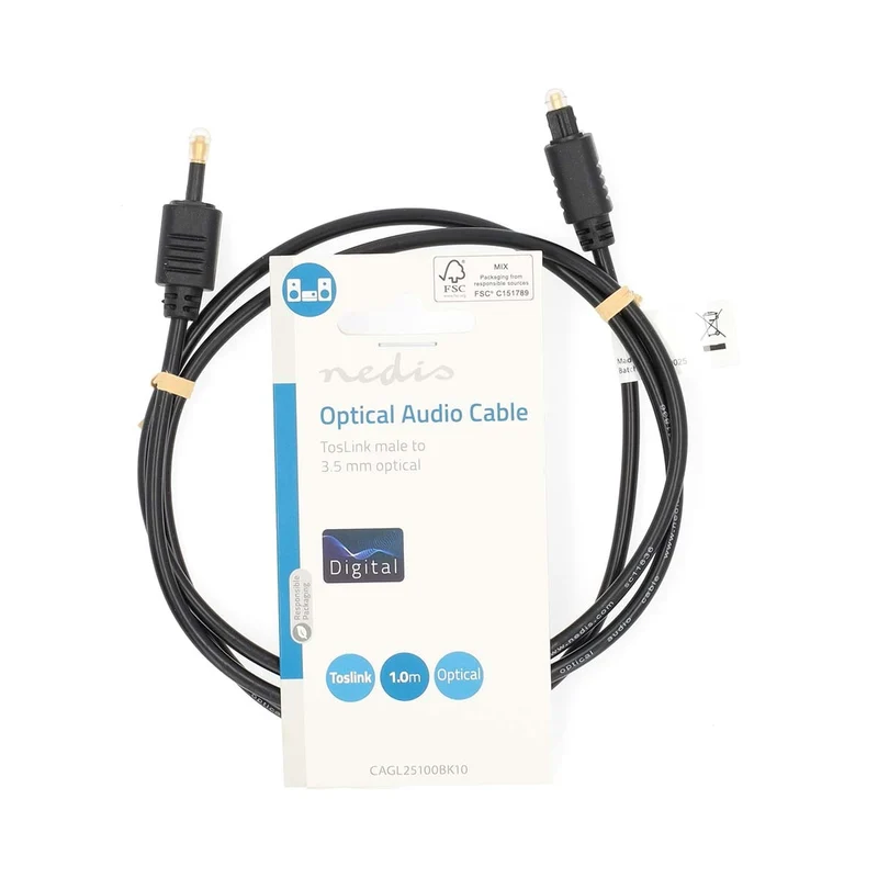 Optische Audiokabel TosLink Male - Mini-Toslink - Rond