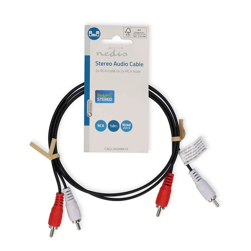 Stereo-Audiokabel 2x RCA Male - 2x RCA Male - Vernikkeld