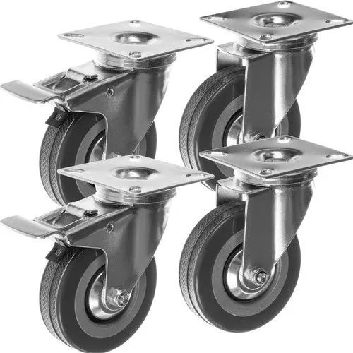 Malatec Zwenkwielen Set - 75 mm - Met Rem - 220 kg - 4 Stuks