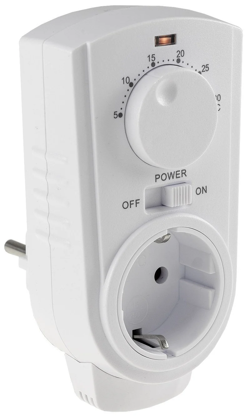 Simple plug-in thermostat with rotary knob