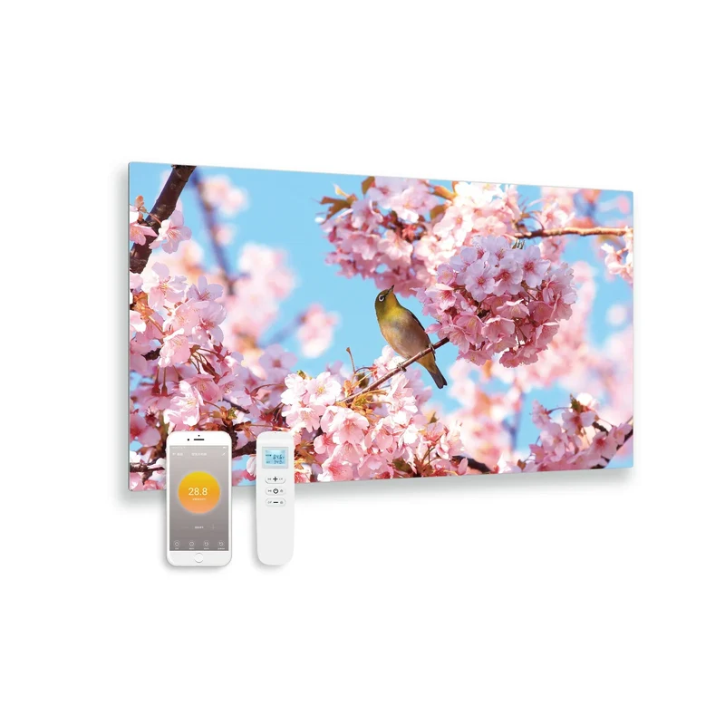 Infrared Panel Floral Printed Glass with wifi and remote control 100x59 580 watts