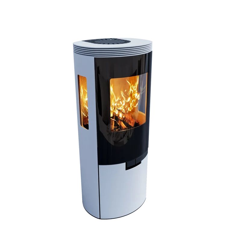 Braskamin Sveaflame Elipse 1E Sidoglas Vit