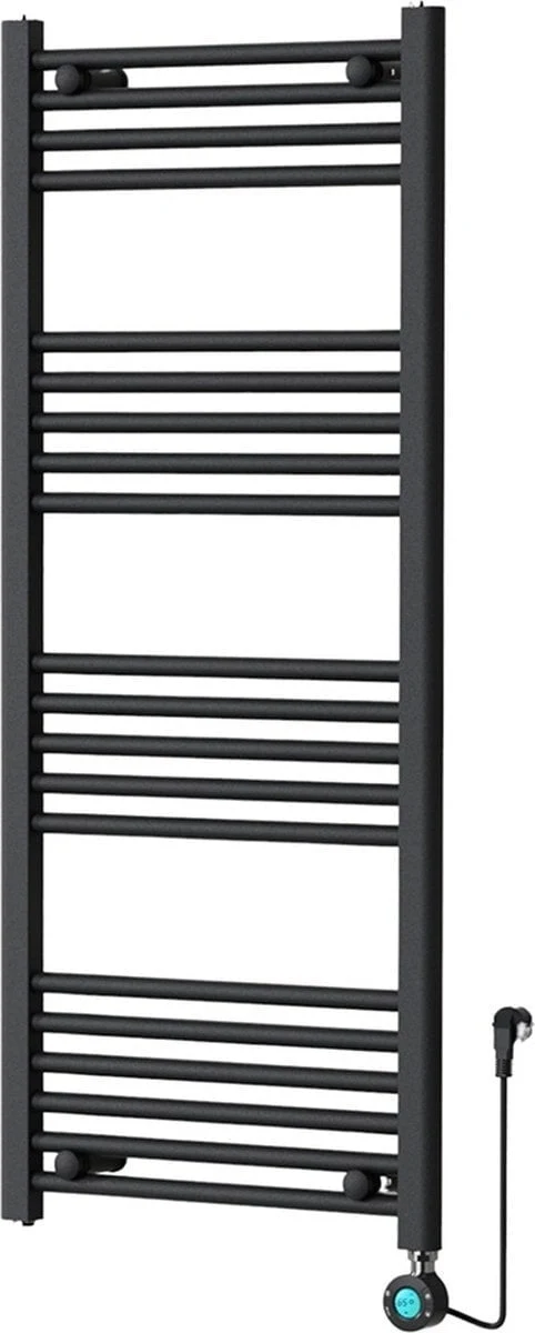 Electric Towel Radiator with Digital Thermostat - Bathroom Radiator - 1200 × 500 mm - Matte Black - 500 Watt
