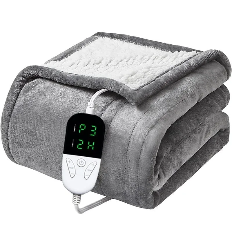 Electric wrap blanket - Heated blanket - Single - 180x150 cm - Fleece - Grey