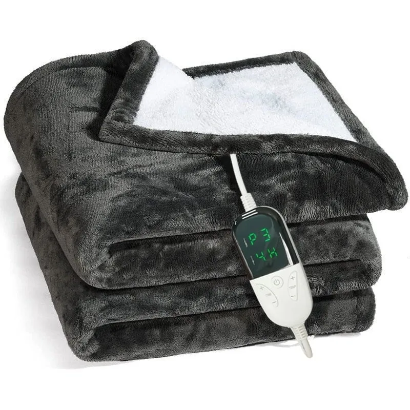 Electric wrap blanket - Heated blanket - Single - 180x150 cm - Fleece - black -