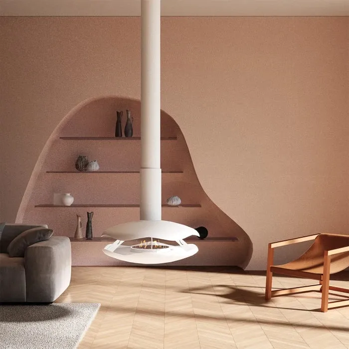 GlammFire Perola Wit Plafond Bio-ethanol Haard – Modern Design met 360° Vlamzicht