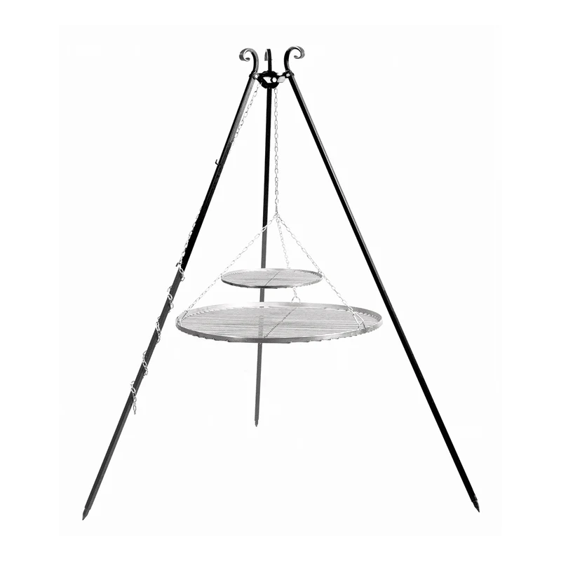 CookKing - Driepoot 180 cm met dubbel RVS grillrooster 70 + 40 cm