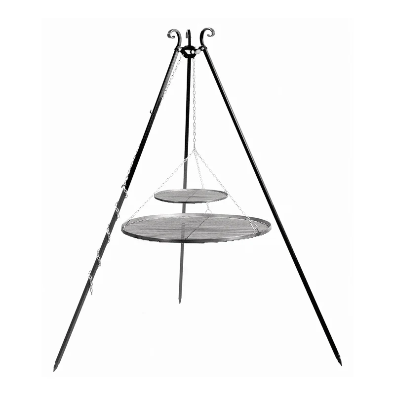CookKing - Driepoot 180 cm met dubbel stalen grillrooster 70 + 40 cm