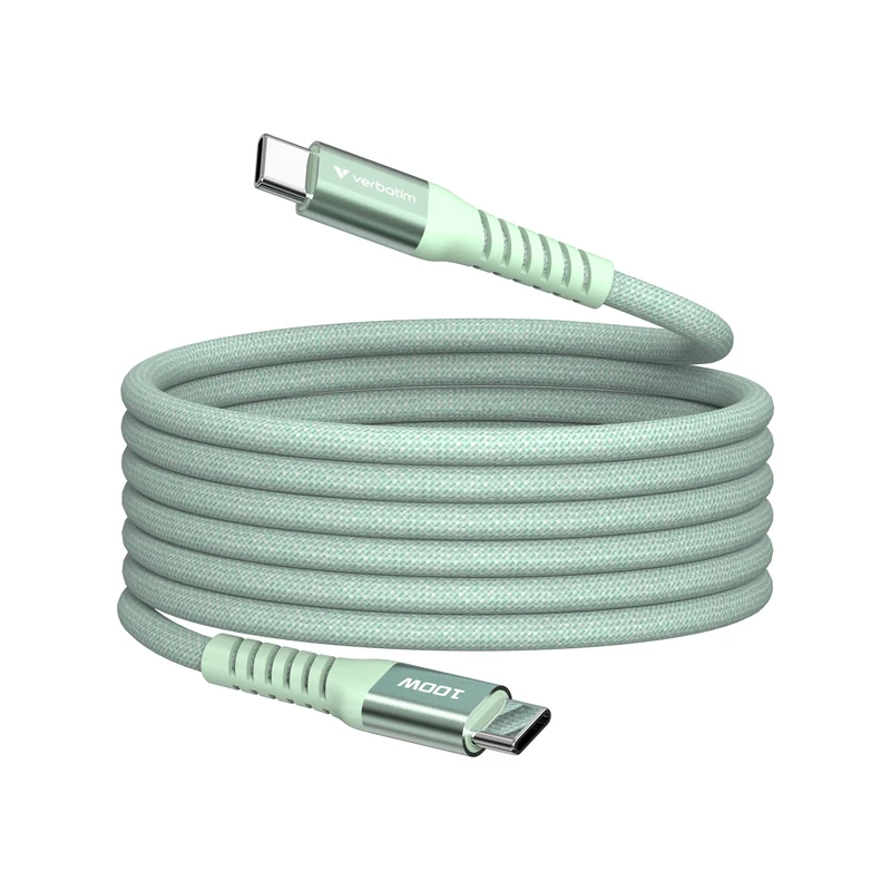 Verbatim Sync&Charge 100W 120Cm Usb-C/Usb-C Magnetic Grün 31855