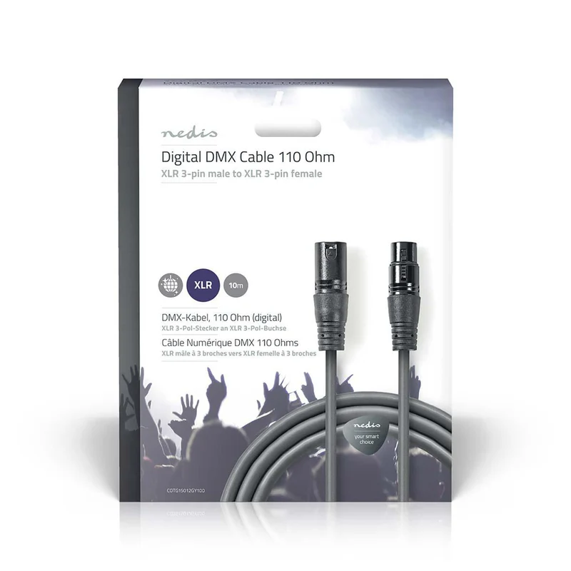 DMX-Adapterkabel XLR 3-Pins Male - XLR 3-Pins Female - Vernikkeld