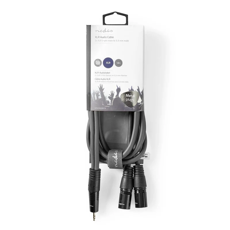 Gebalanceerde Audiokabel 2x XLR 3-Pins Male - 3,5 mm Male - Vernikkeld