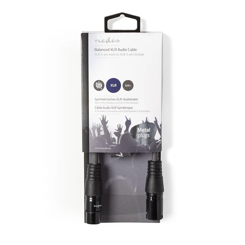 Gebalanceerde Audiokabel XLR 3-Pins Male - XLR 3-Pins Female - Vernikkeld
