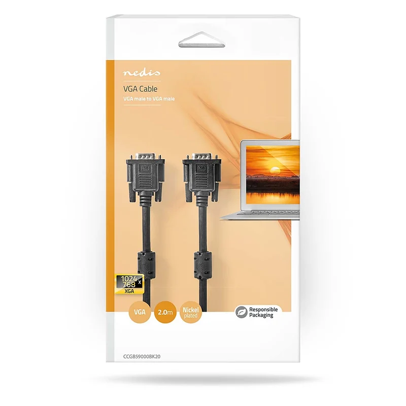 VGA-Kabel VGA Male - VGA Male - Vernikkeld