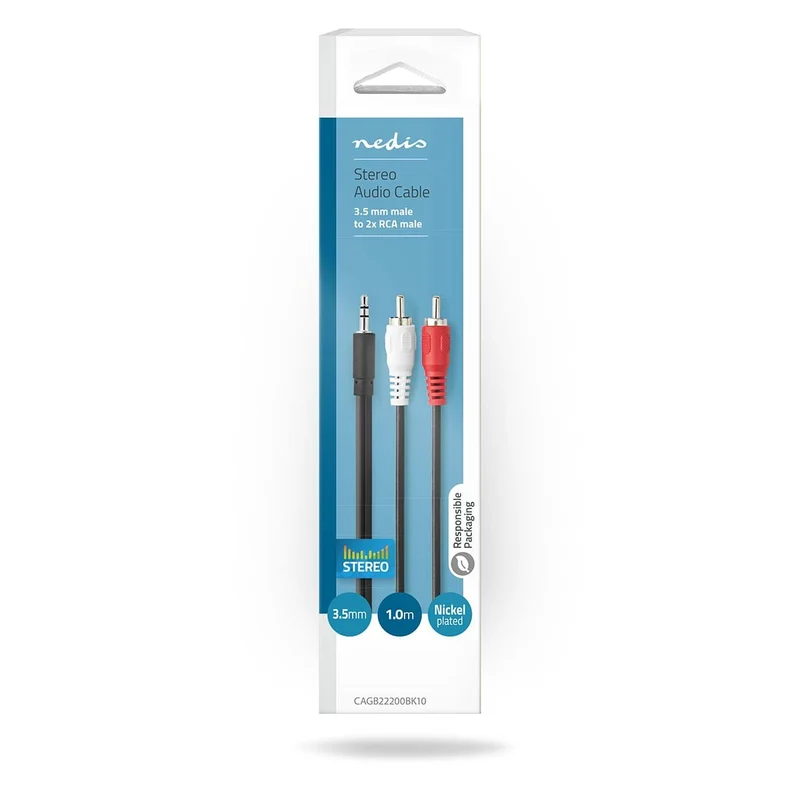 Stereo-Audiokabel 3,5 mm Male - 2x RCA Male - Vernikkeld