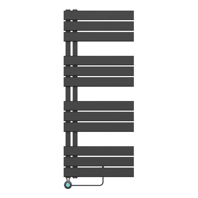 Badkamer Elektrische Radiator Handdoekverwarming Links aansluiting 1200X500-593W Blackline mat zwart