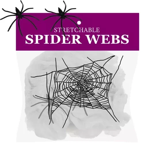 Malatec Kunstmatig Spinnenweb met 2 Spinnen - Halloween Decoratie