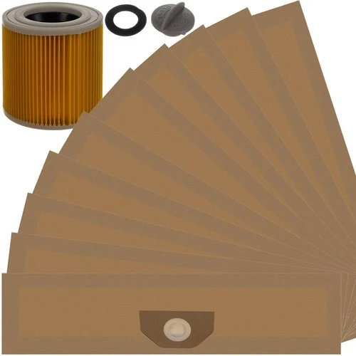 Malatec Stofzuigerzakken - 10 Stuks + Filter - Voor Industriële Stofzuigers