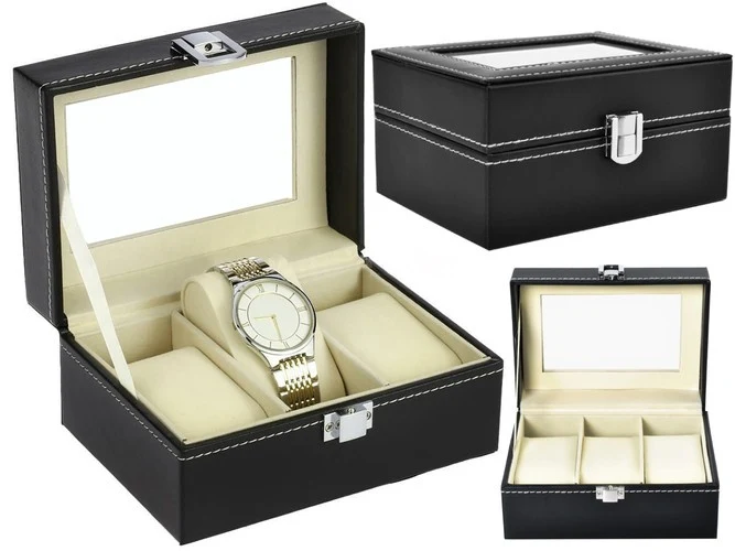 Malatec Horloge Organizer - 3 Vakken - Met Displayvenster - Zwart