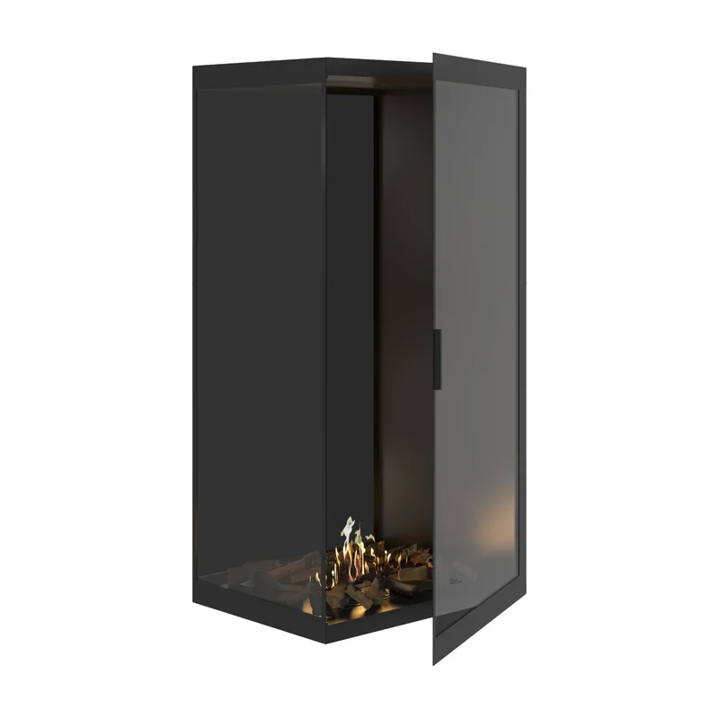 Bio-ethanol Verticale Hoek Inbouwhaard Base Links – Volledig Glas – 80 x 160 cm | Wild Flame