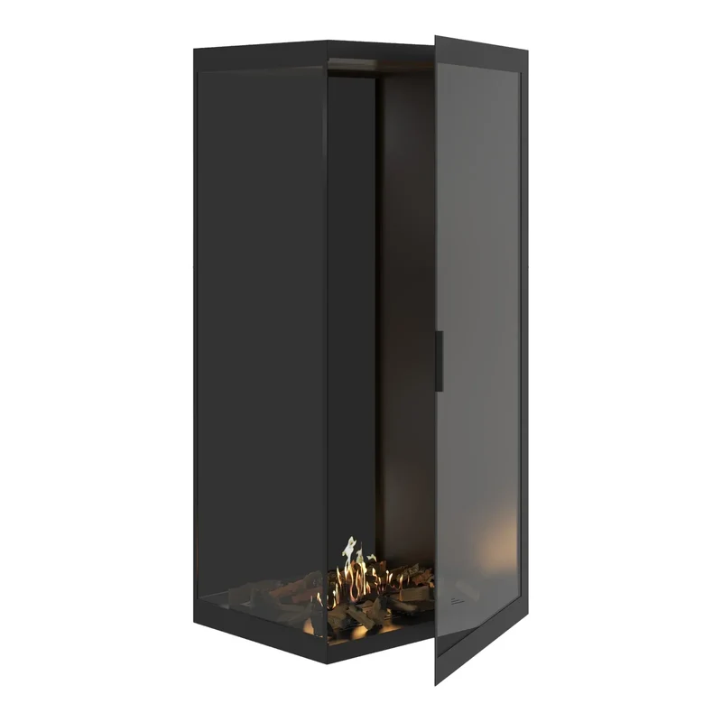Bio-ethanol Verticale Inbouw Hoekhaard Base Links – Volledig Glas – 80 x 180 cm | Wild Flame
