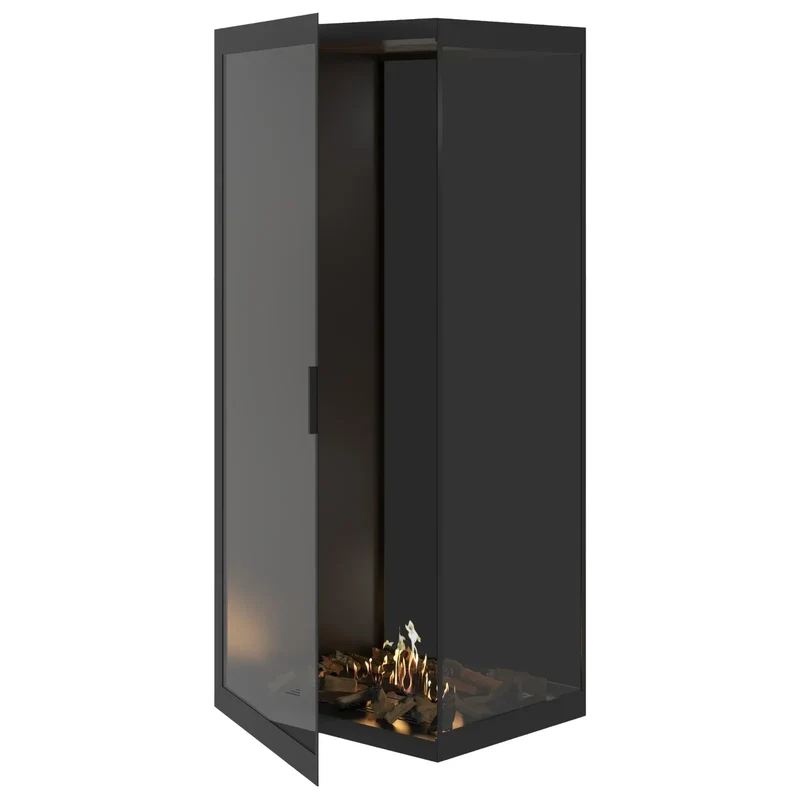 Base Bio-ethanol Verticale Inbouw Hoekhaard Rechts – Volledig Glas – 80 x 200 cm | Wild Flame