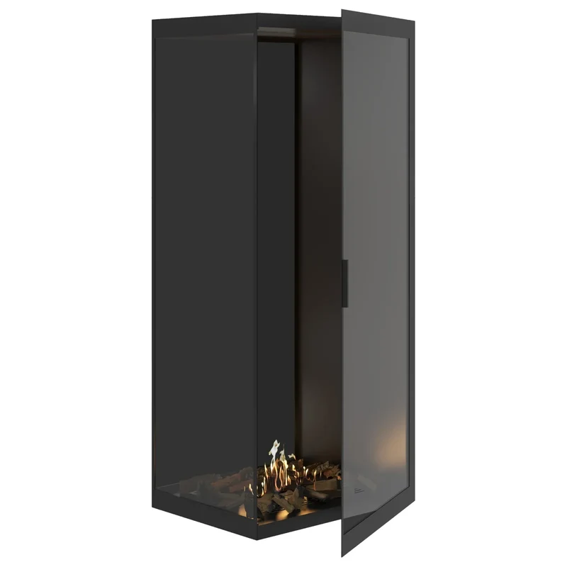 Base Bio-ethanol Verticale Inbouwhoekhaard Links – Volledig Glas – 80 x 200 cm | Wild Flame