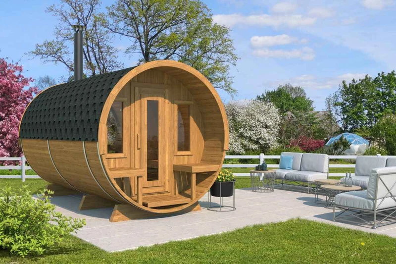 Luxembourg Deluxe Wooden Barrel Sauna voor 8 personen - 226cm-RD