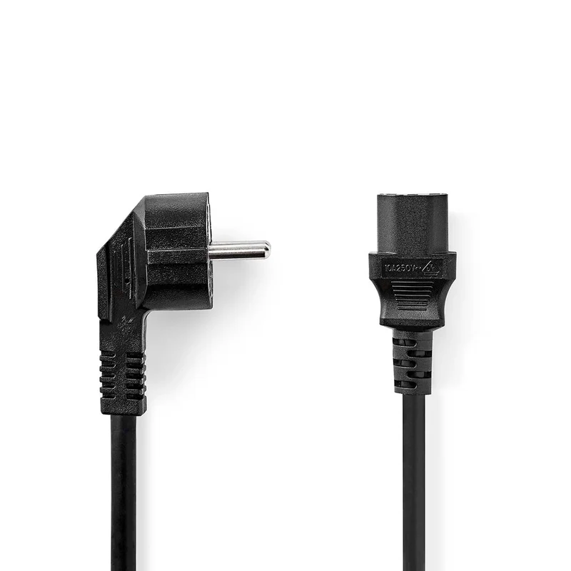 Stroomkabel Type F (CEE 7/7) Male - IEC-320-C13 - Gehoekt