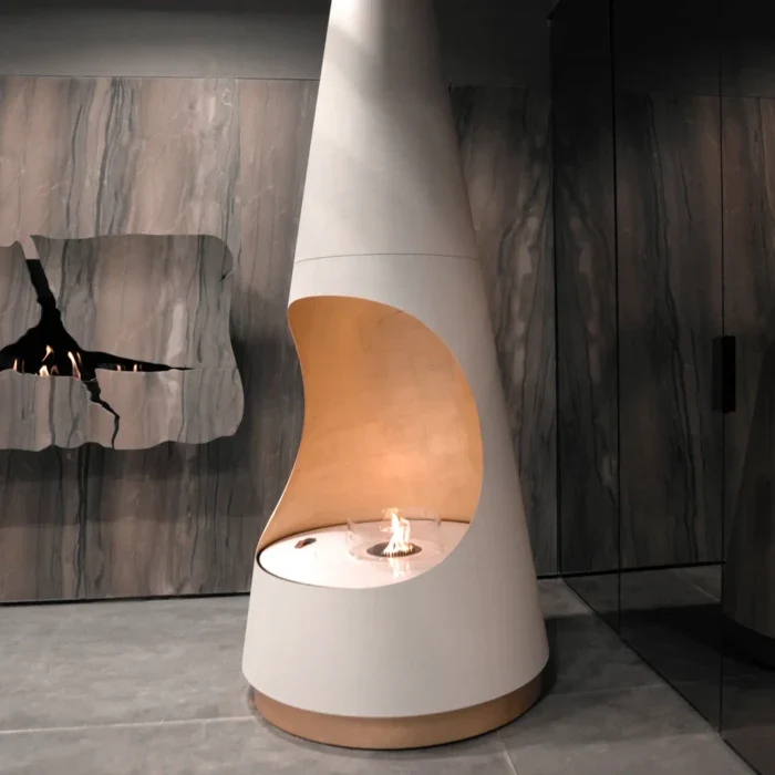 Plafond Bio-ethanol Haard | GlammFire Archimedes Wit – 360° Draaibaar Design in Staal