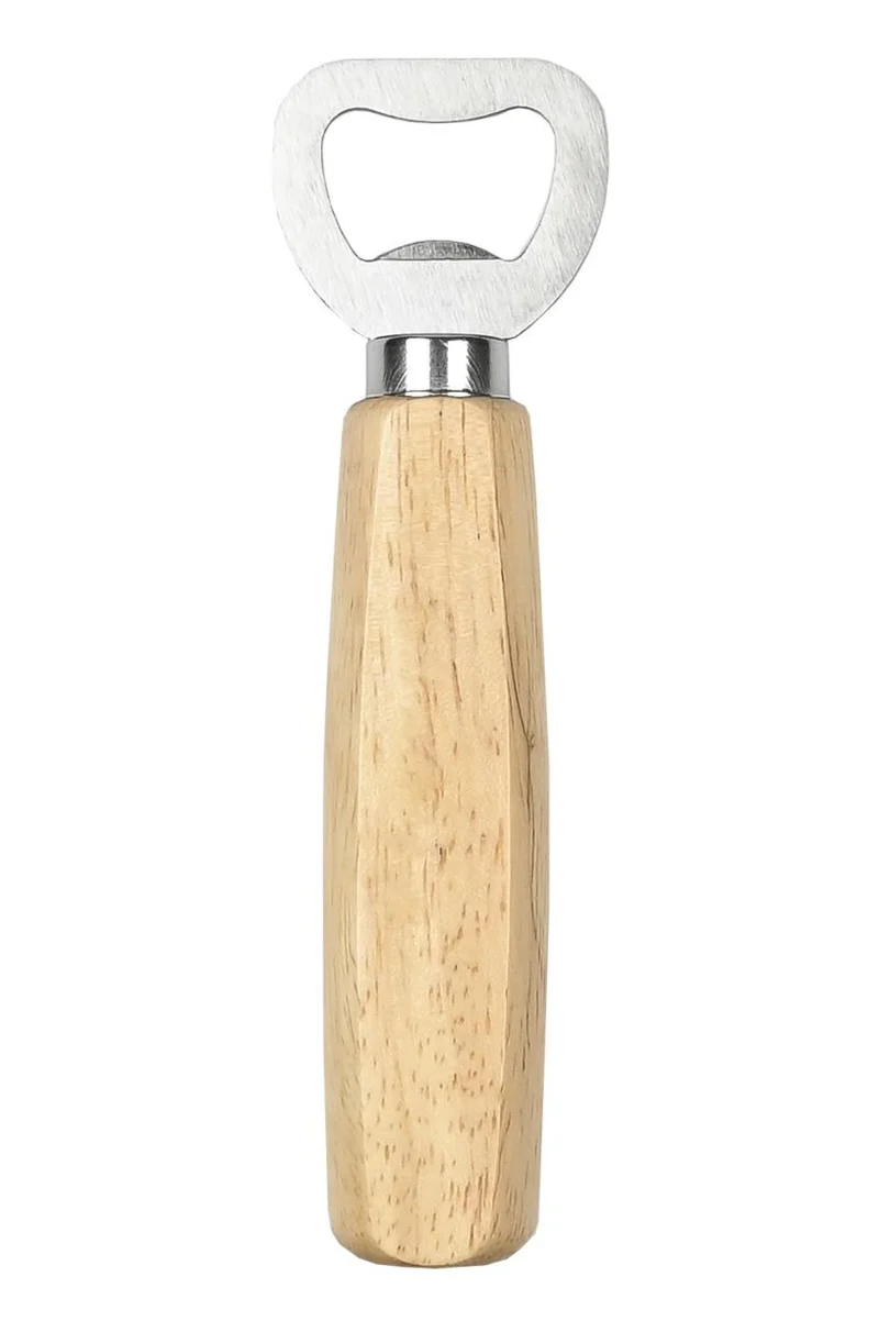 Benson Stijlvolle Flesopener - 14 cm - Houten Handvat - Universeel - RVS