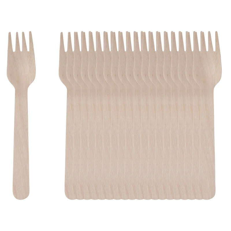 Benson Houten Vorken - 20-delig - 16 cm - Duurzaam Wegwerpbestek