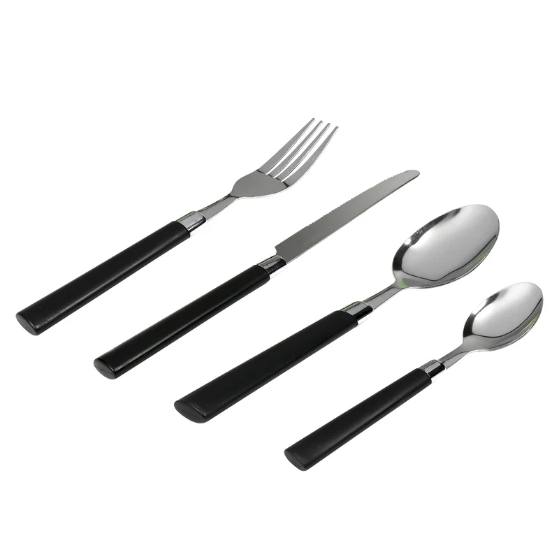 Benson Bestekset - 16-delig - RVS - Modern Design - Zwarte Handvaten