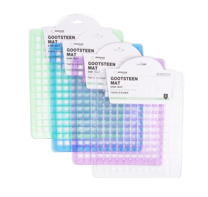 Benson Vierkante Gootsteenmat - 28 x 25 cm - Transparant - Antislip