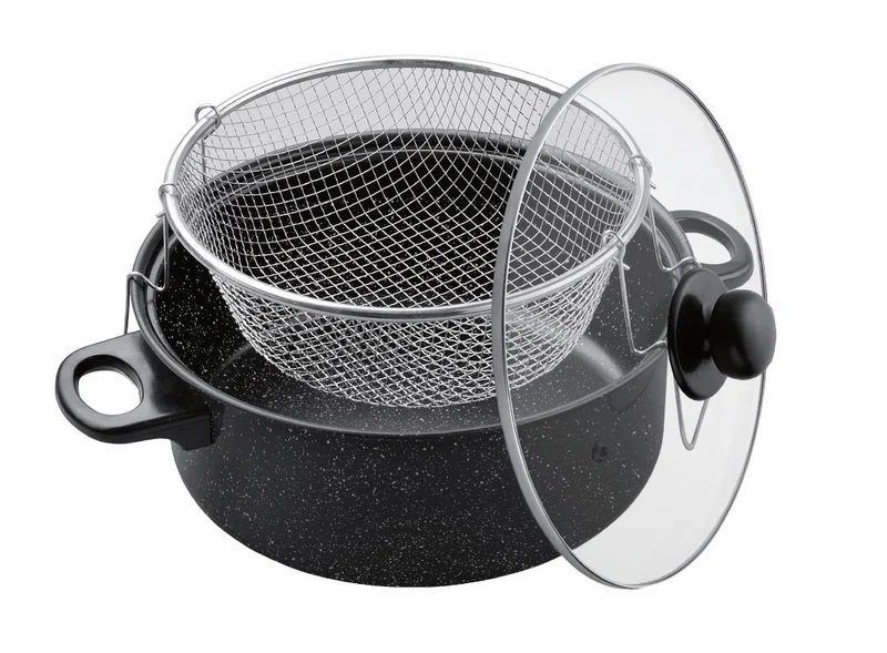 Benson Frituurpan met Korf - Marmer Coating - Ø 26 cm - Carbonstaal