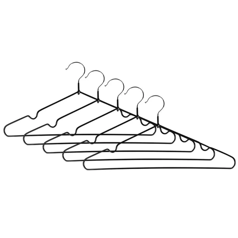Benson Metalen Kledinghangers - Anti-slip Coating - Zwart - 5 stuks