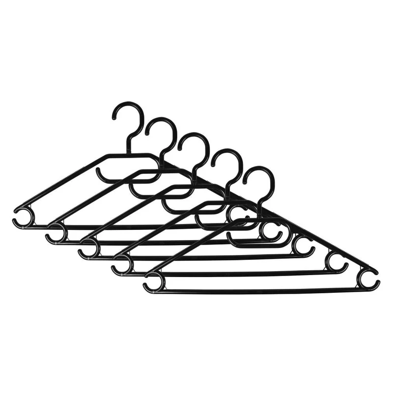 Benson Kunststof Kledinghangers - 5 Stuks - Zwart - 40,5 cm