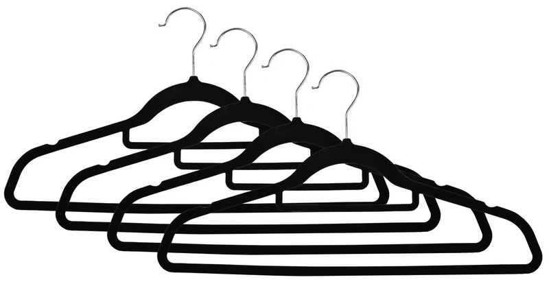 Benson Velours Kledinghangers - Anti-slip - Zwart - 4 stuks