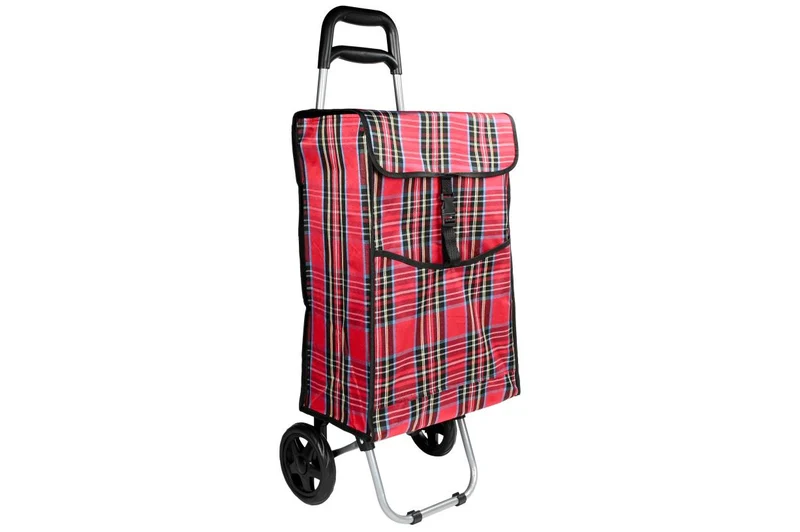 Benson Inklapbare Boodschappentrolley - 40 Liter - Ruitjesprint - 92 cm Hoog
