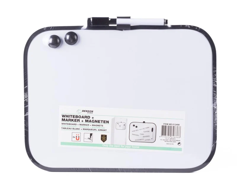 Benson Magnetisch Whiteboard - 28 x 22 cm - Zwart Frame - Incl. Marker
