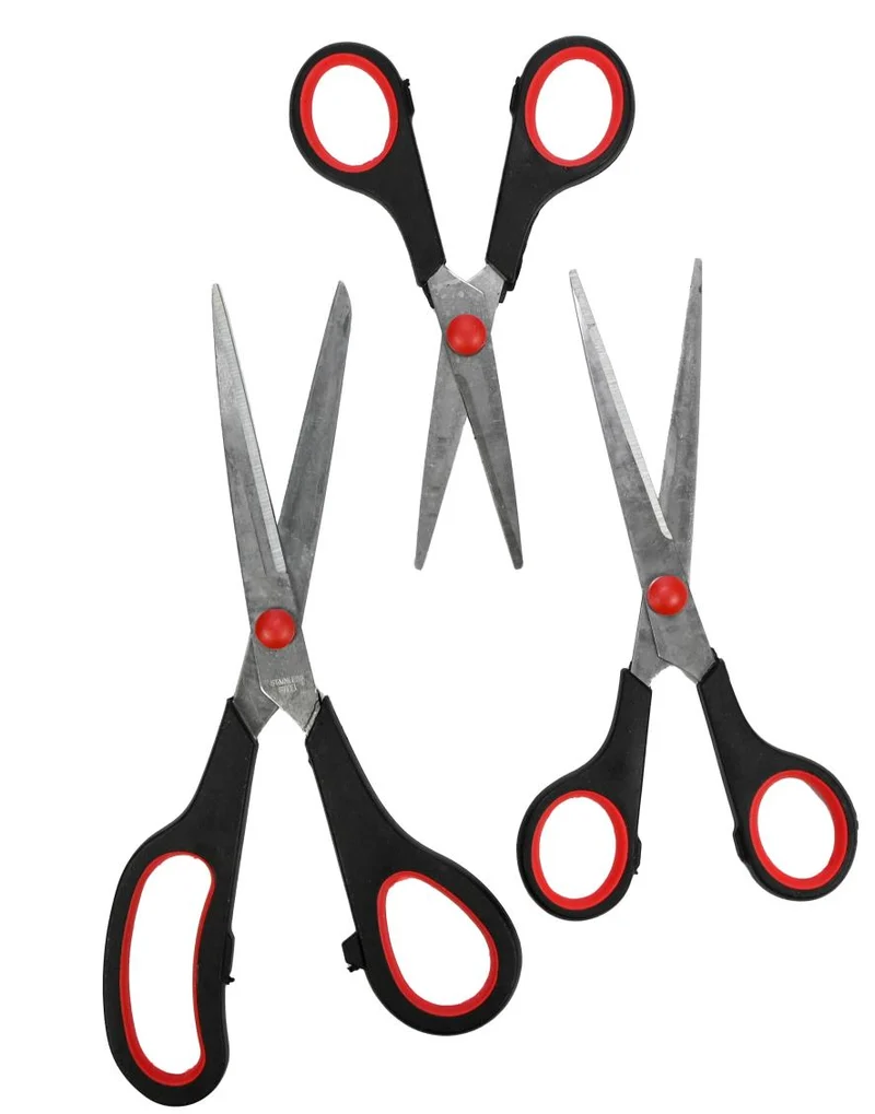 Benson Schaarset - 3-delig - RVS met Softgrip - Rood/Zwart