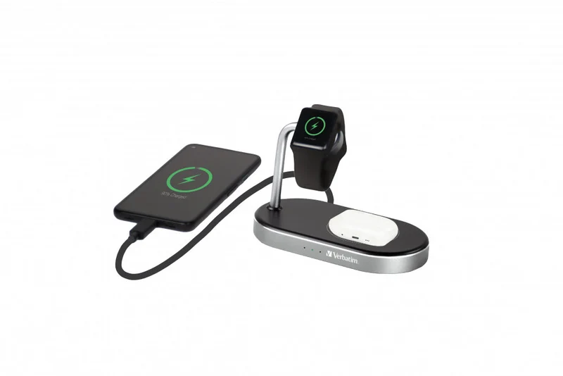 Verbatim Wcs-02 Aluminium 3-In-1 Qi Mfi Wifi+Apple Watch Charger