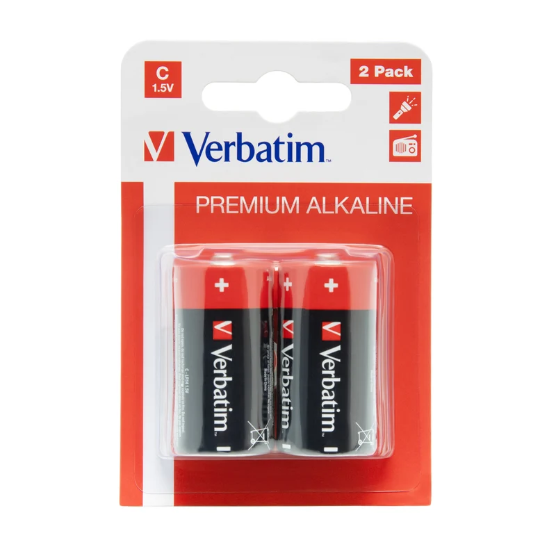 1X2 Verbatim Alkaline Battery Baby C Lr 14 49922