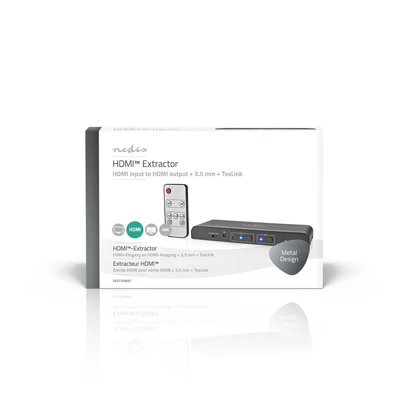HDMI™-Extractor 2x HDMI™ Input - TosLink Female / 1x 3.5 mm Audio Out / 1x HDMI™ Output / 2x RCA - Maximale resolutie: 4K@60Hz