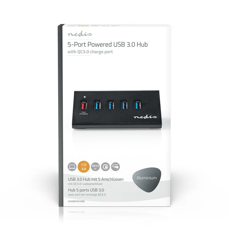 USB-Hub USB Micro-B Female - USB-A Female - QC3.0 / USB 3.2 Gen 1