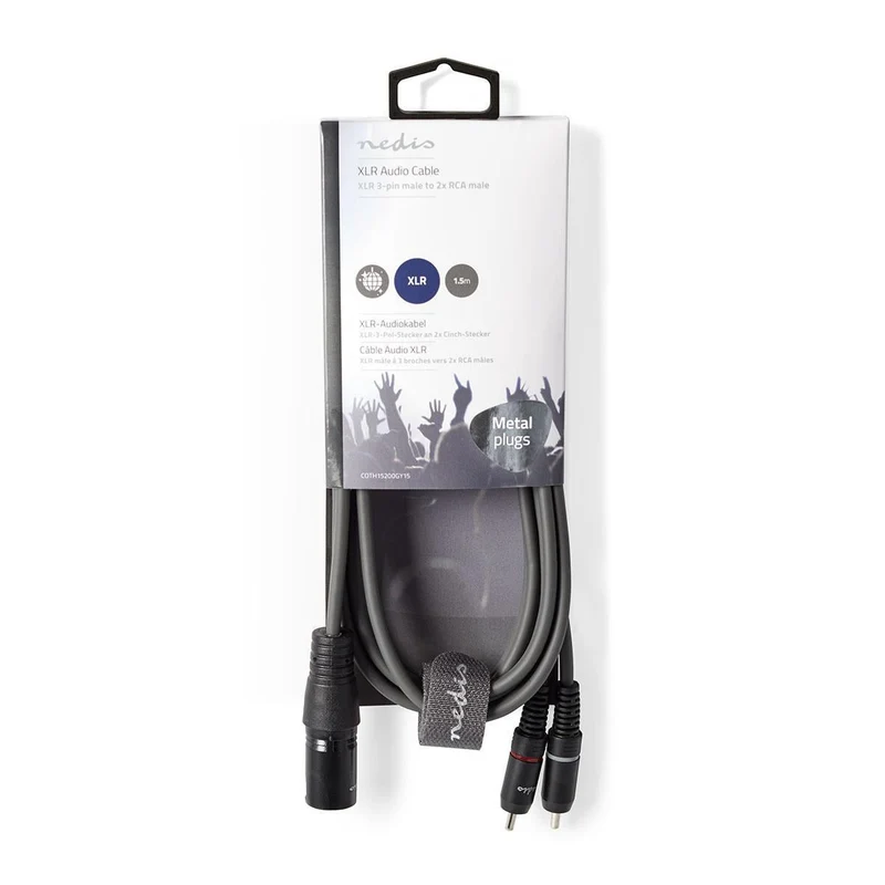 Gebalanceerde Audiokabel XLR 3-Pins Male - 2x RCA Male - Vernikkeld