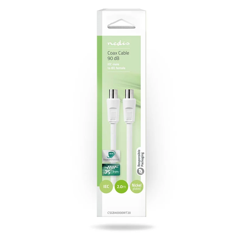 Coaxkabel IEC (Coax) Male - IEC (Coax) Female - Vernikkeld