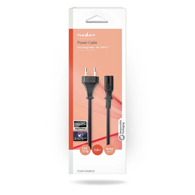 Stroomkabel Euro Male - IEC-320-C7 - Recht