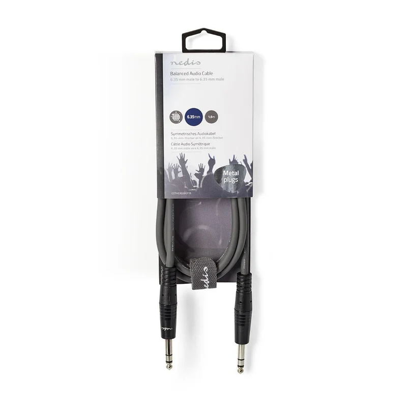 Stereo-Audiokabel 6,35 mm Male - 6,35 mm Male - Vernikkeld